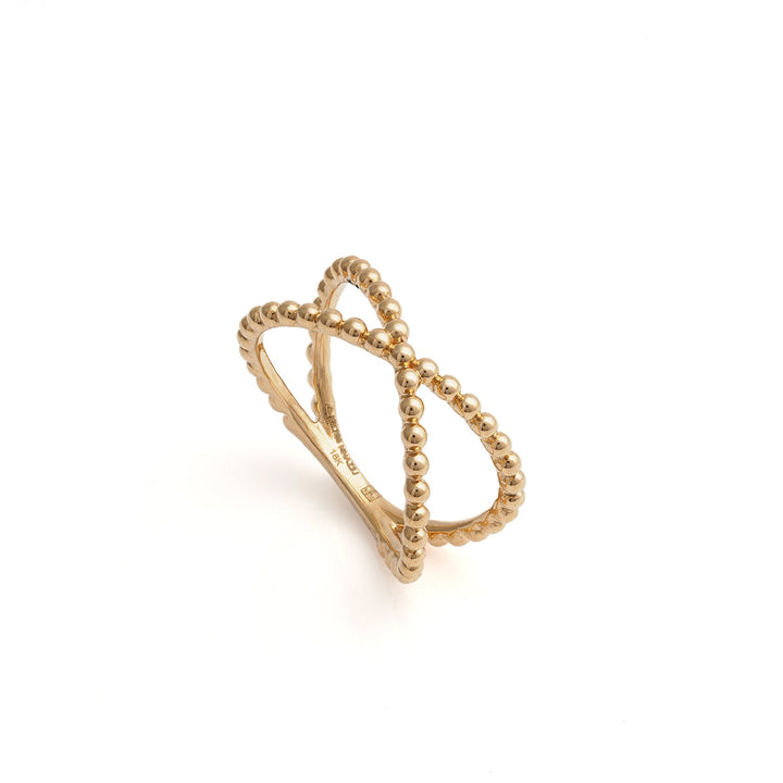 Ziva Beaded Cross Gold Ring