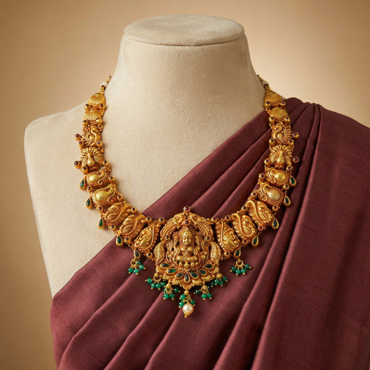 Golden Mayur Temple Necklace