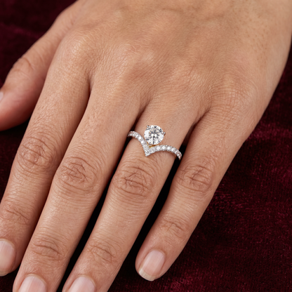 Gold Diamond Classic Chevron Ladies Ring