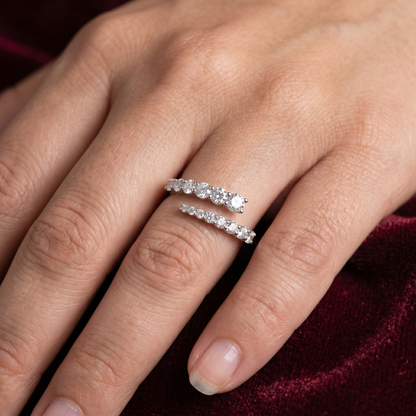 Gold Diamond Tapered Spiral Bypass Ladies Ring