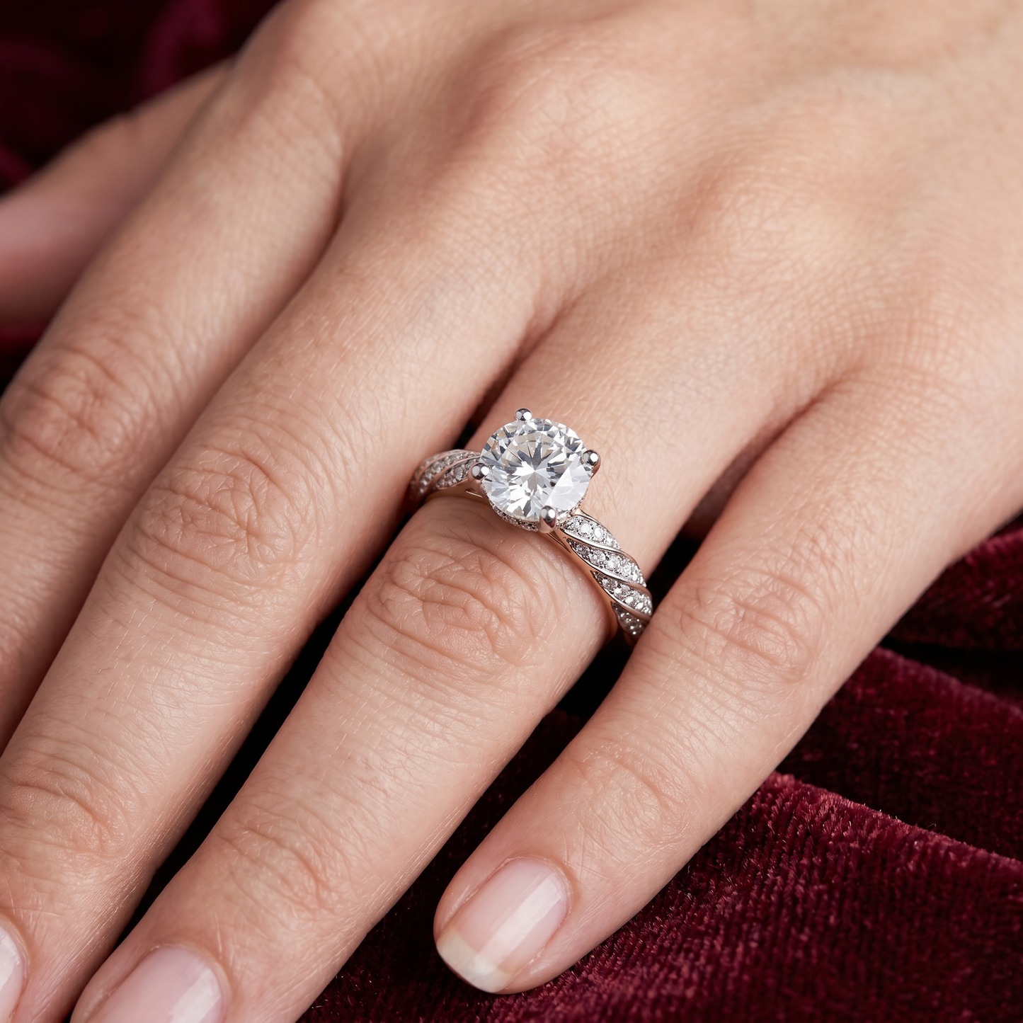 Gold Diamond Twisted Vine Pattern Ladies Ring
