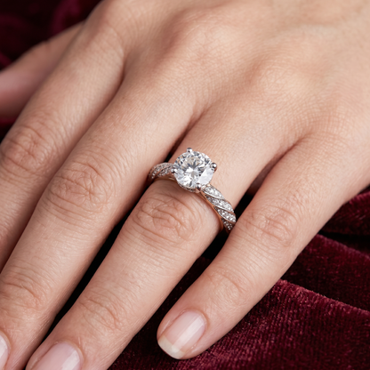 Gold Diamond Twisted Vine Pattern Ladies Ring