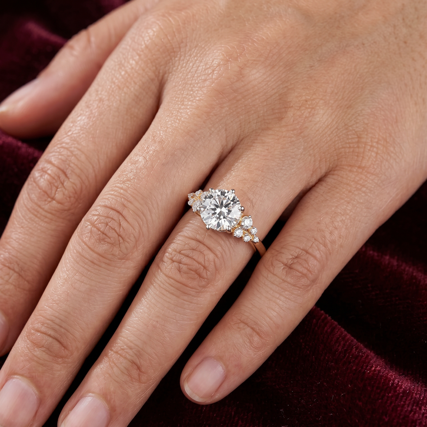 Gold Diamond Tapered Cluster Ladies Ring