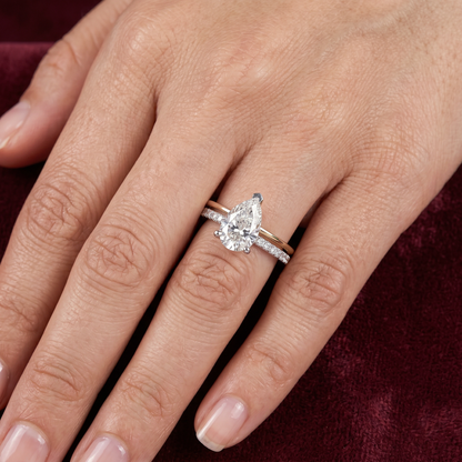 Gold Diamond Pear-Cut Solitaire Ladies Ring