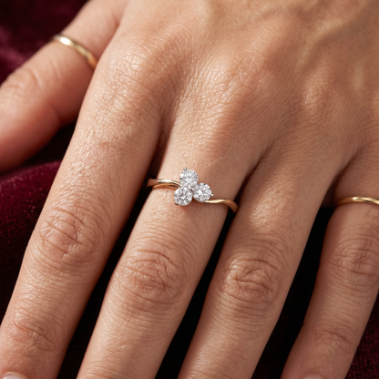 triangle shaped gold diamond ring