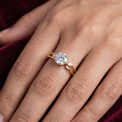 single stone gold diamond ring