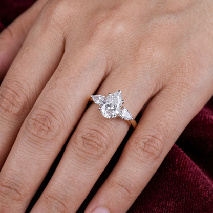 Gold Diamond Pear Trinity Ladies Ring
