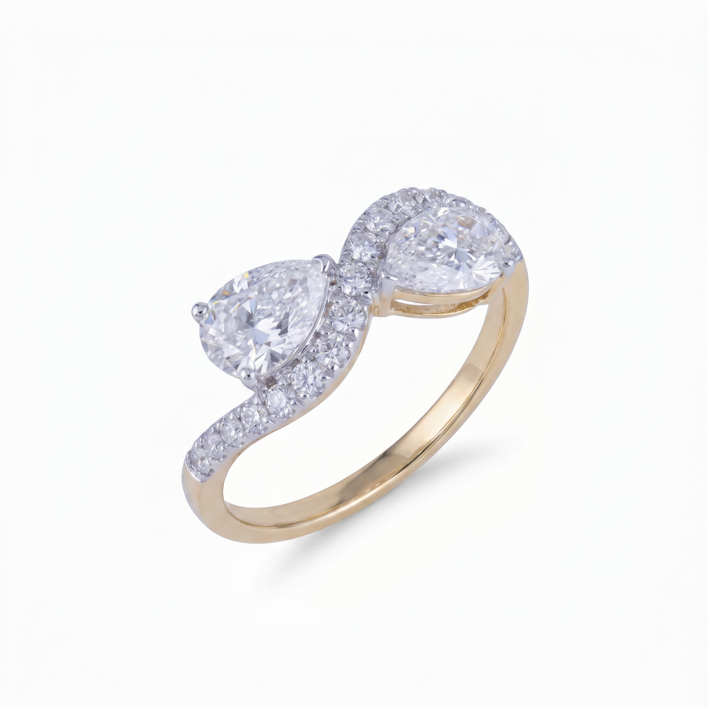 Gold Diamond Radiant Halo Ladies Ring