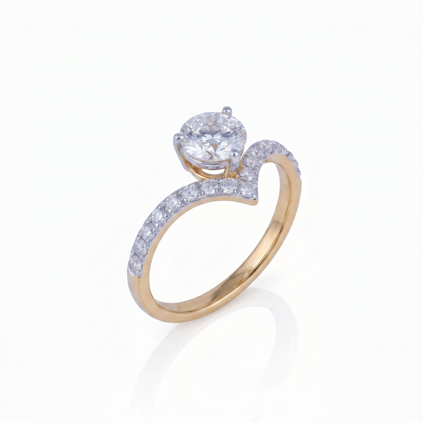 Gold Diamond Classic Chevron Ladies Ring