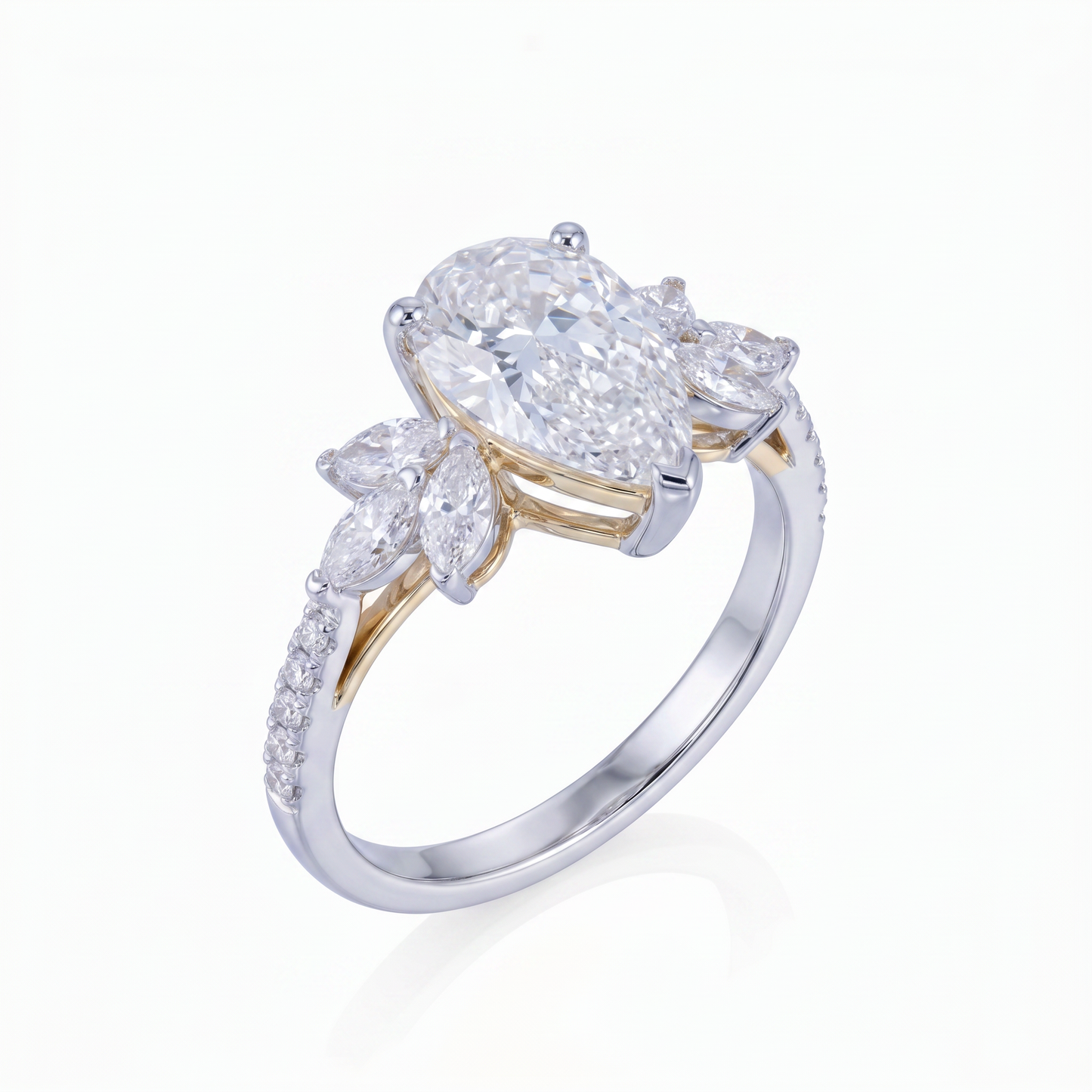 Gold Diamond Sunburst Foliate Ladies Ring