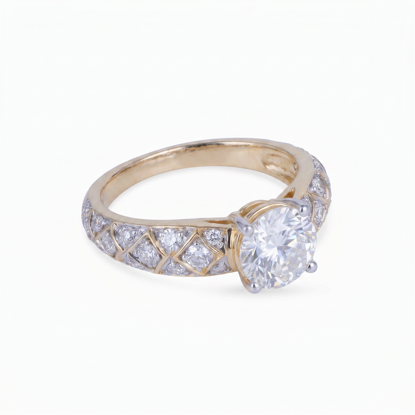 Gold Diamond Lattice Ladies Ring