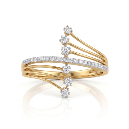 Gold and Diamond Elegant Studded Ring