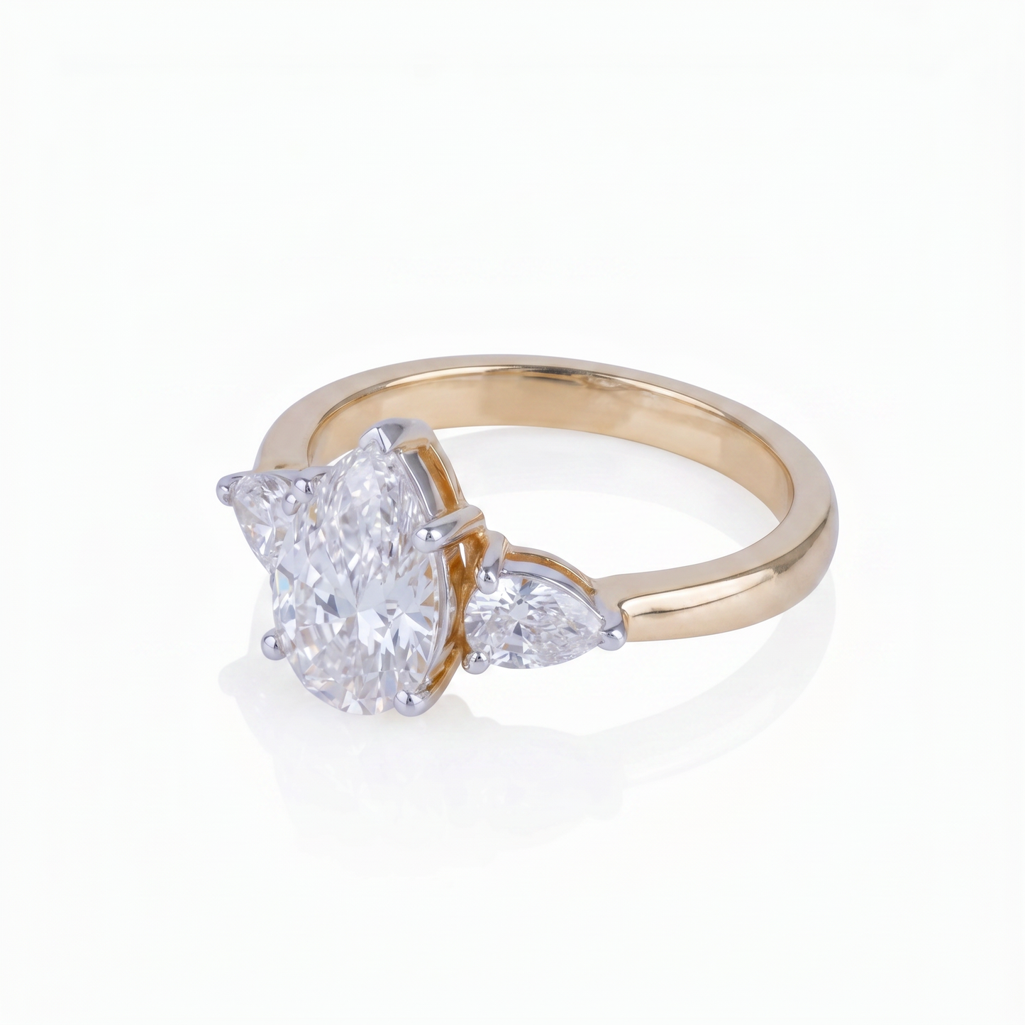 Gold Diamond Pear Trinity Ladies Ring