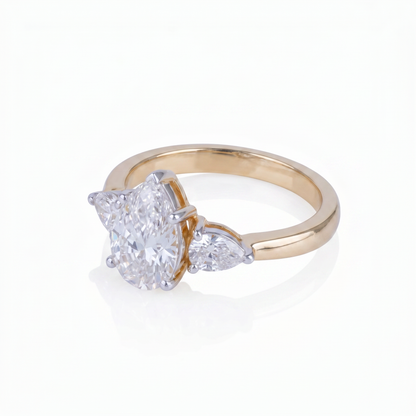 Gold Diamond Pear Trinity Ladies Ring