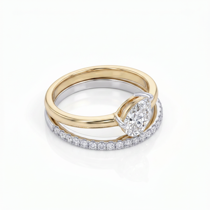 Gold Diamond Pear Solitaire Ladies Rings