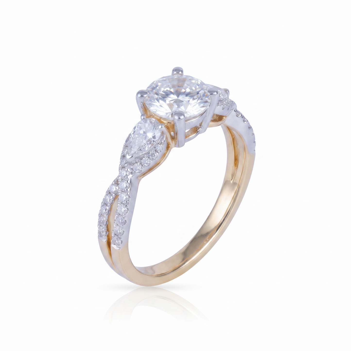 Gold Diamond Cushion Ladies Ring