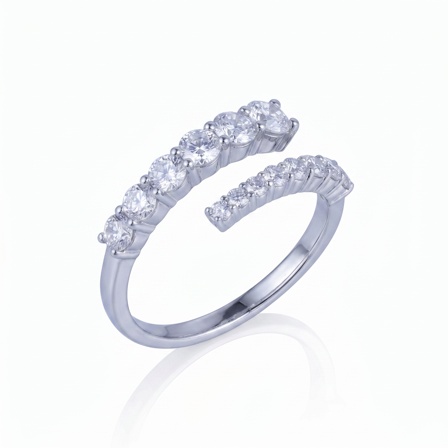 Gold Diamond Tapered Spiral Bypass Ladies Ring