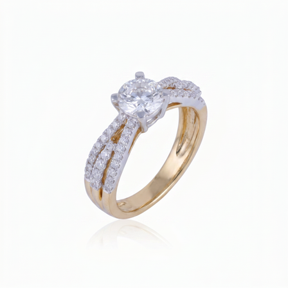 Gold Diamond Twisted split Ladies Ring