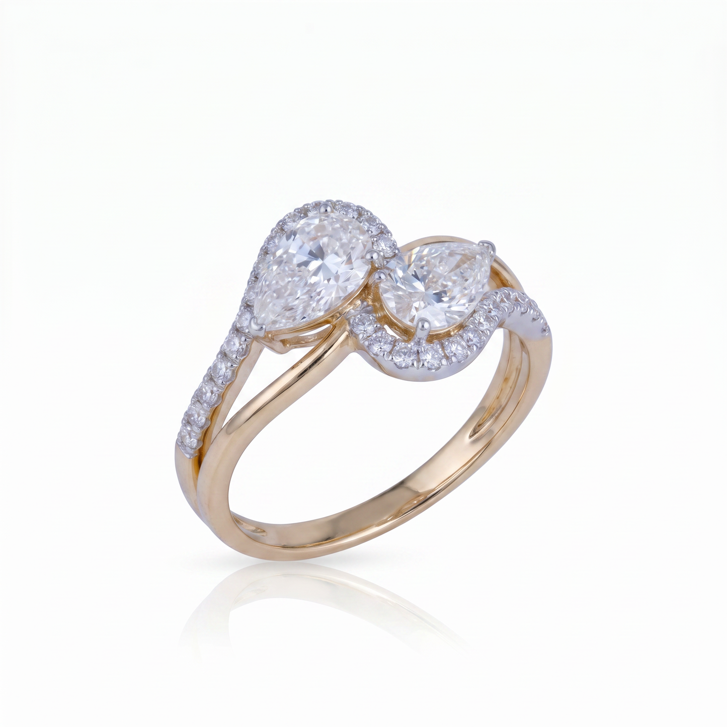 Gold Diamond leaf Ladies Ring