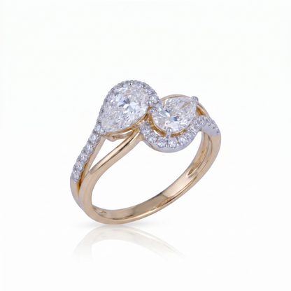 Gold Diamond leaf Ladies Ring