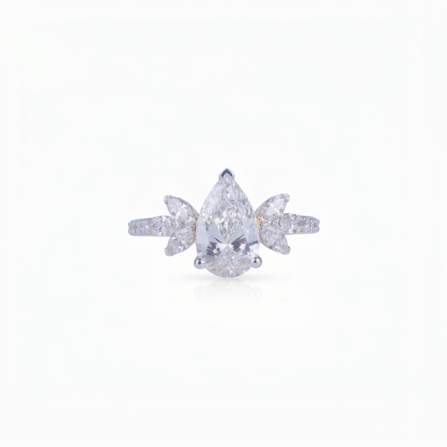 Gold Diamond Sunburst Foliate Ladies Ring