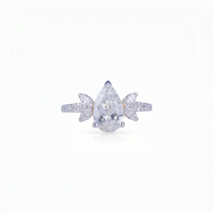 Gold Diamond Sunburst Foliate Ladies Ring