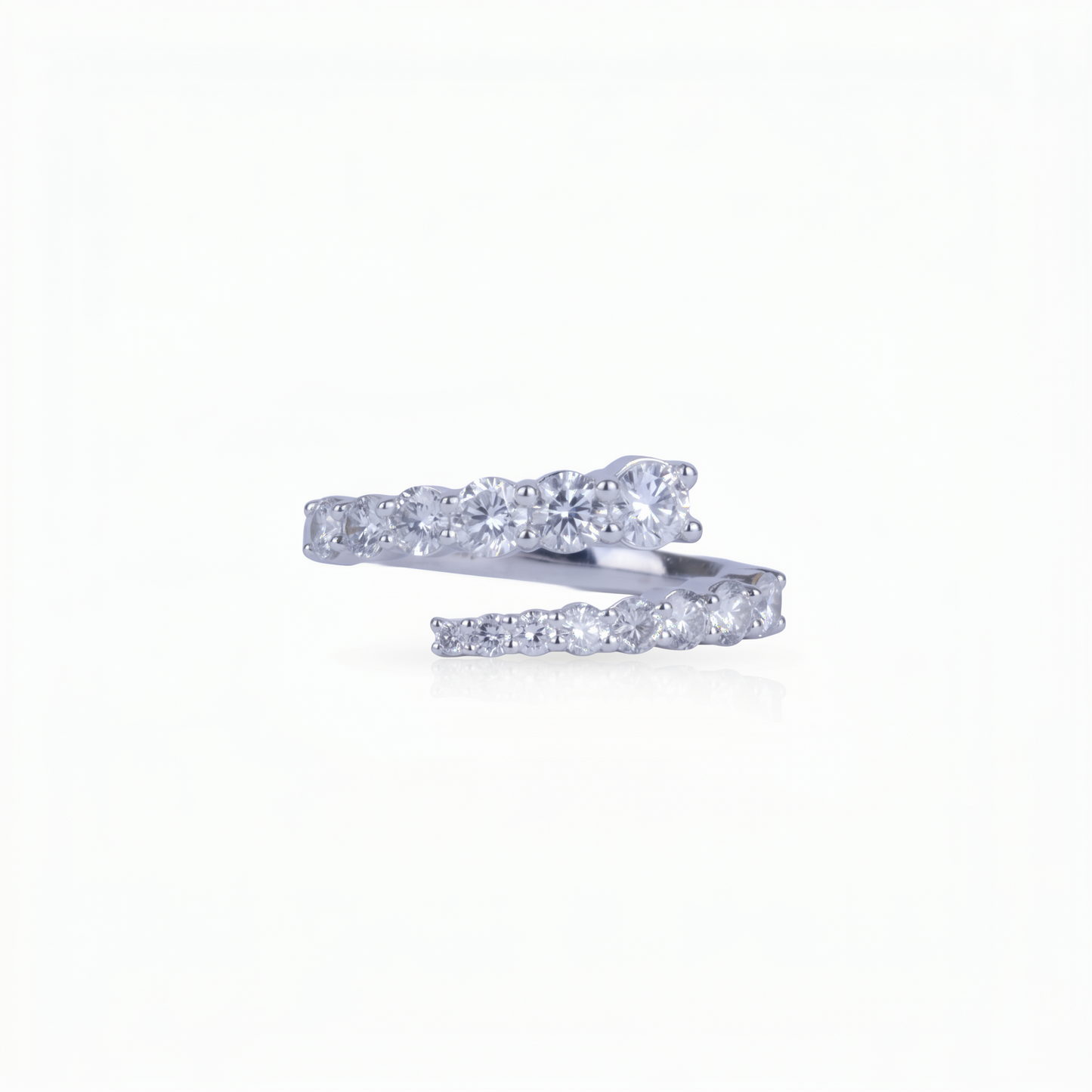 Gold Diamond Tapered Spiral Bypass Ladies Ring