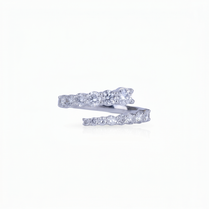 Gold Diamond Tapered Spiral Bypass Ladies Ring