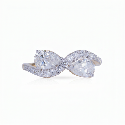 Gold Diamond Radiant Halo Ladies Ring