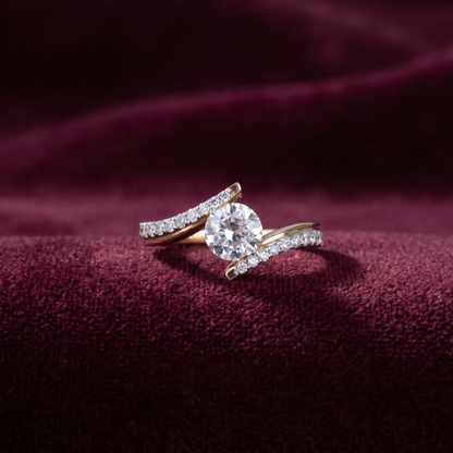 Gold Diamond Chevron wave Ladies Ring