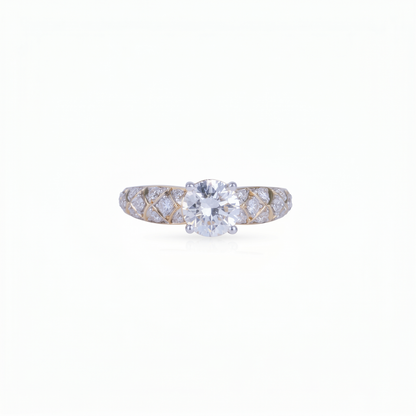 Gold Diamond Lattice Ladies Ring