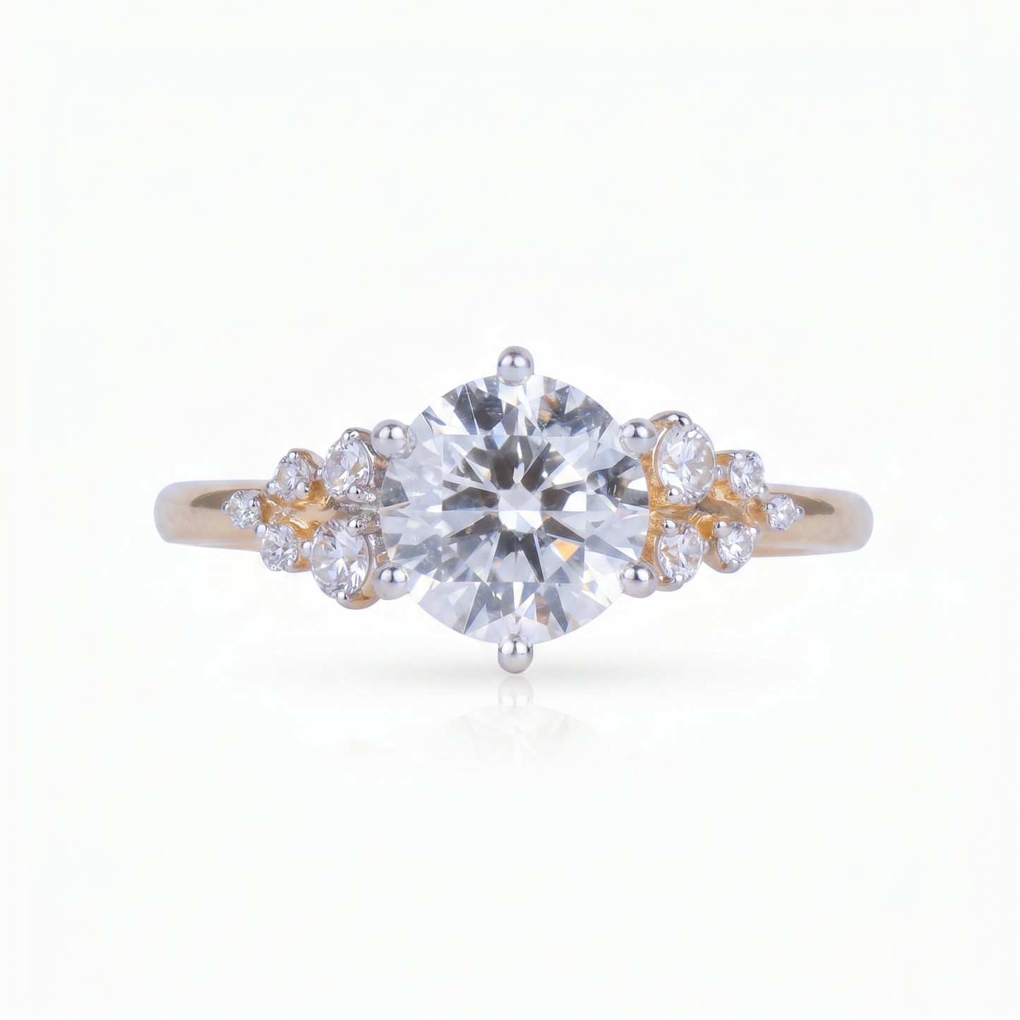 Gold Diamond Tapered Cluster Ladies Ring