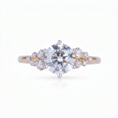Gold Diamond Tapered Cluster Ladies Ring