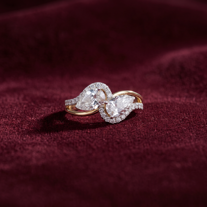 Gold Diamond leaf Ladies Ring