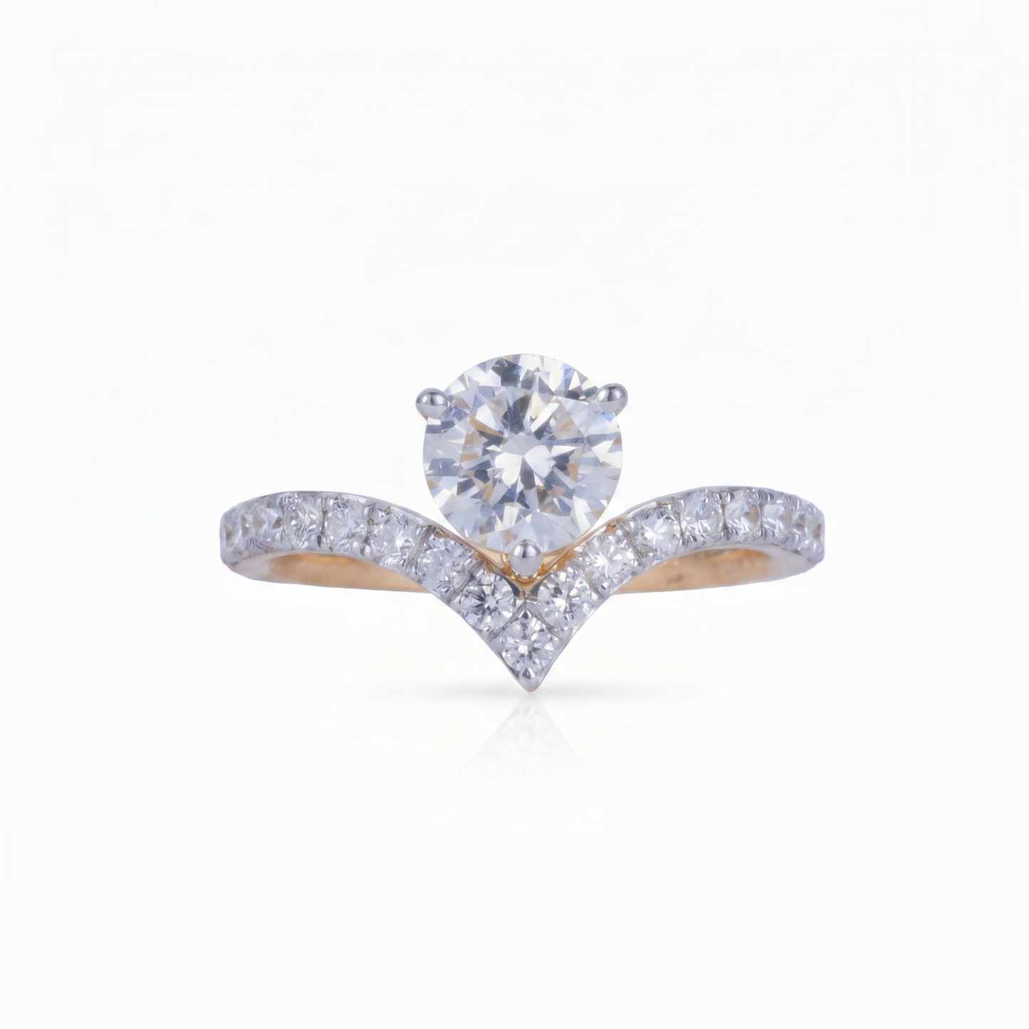 Gold Diamond Classic Chevron Ladies Ring