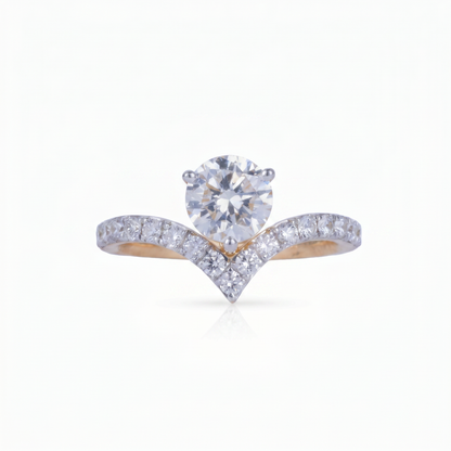Gold Diamond Classic Chevron Ladies Ring