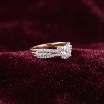 Gold Diamond Twisted split Ladies Ring