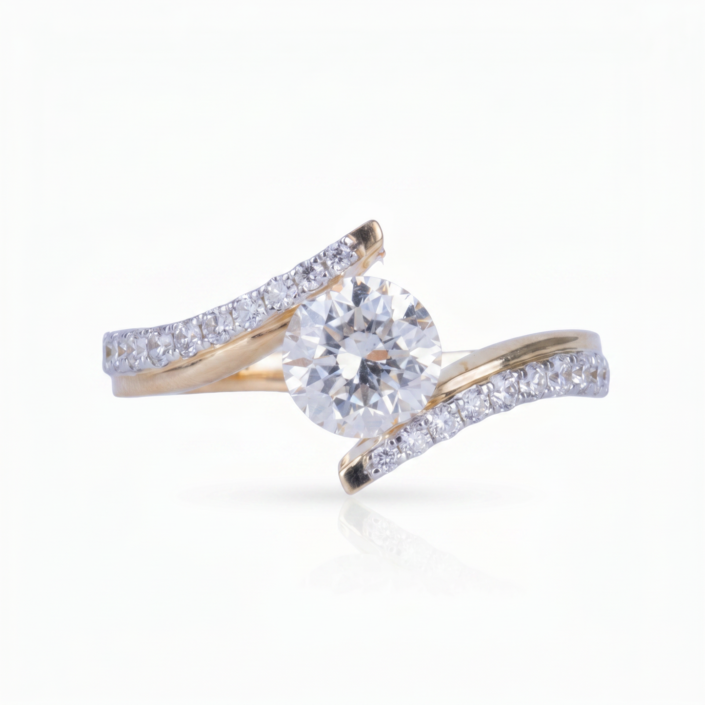 Gold Diamond Chevron wave Ladies Ring