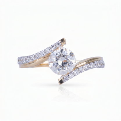 Gold Diamond Chevron wave Ladies Ring