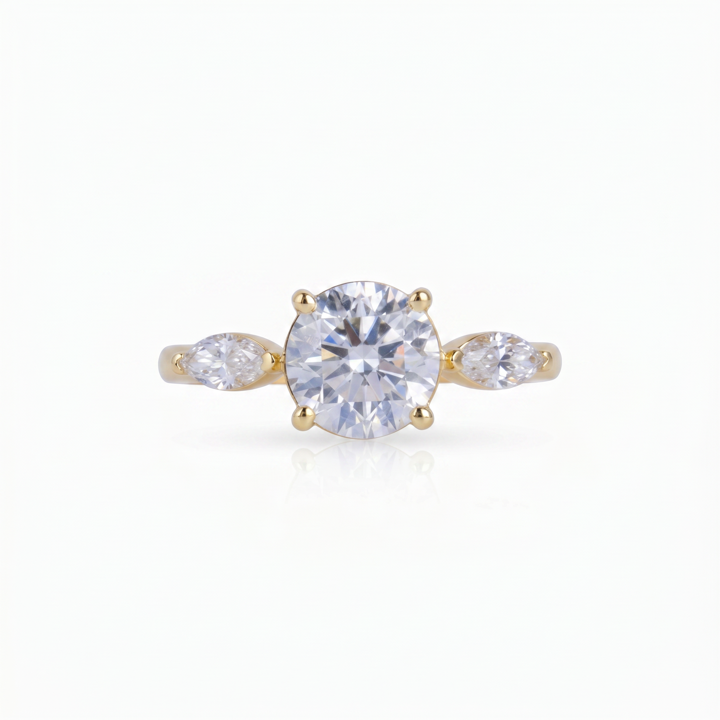 Gold Diamond Three-Stone Style Ladies Ring