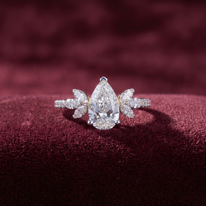 Gold Diamond Sunburst Foliate Ladies Ring