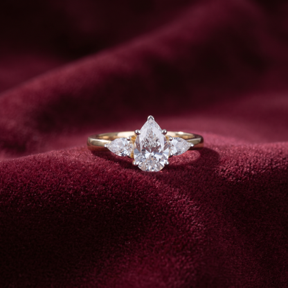 Gold Diamond Pear Trinity Ladies Ring