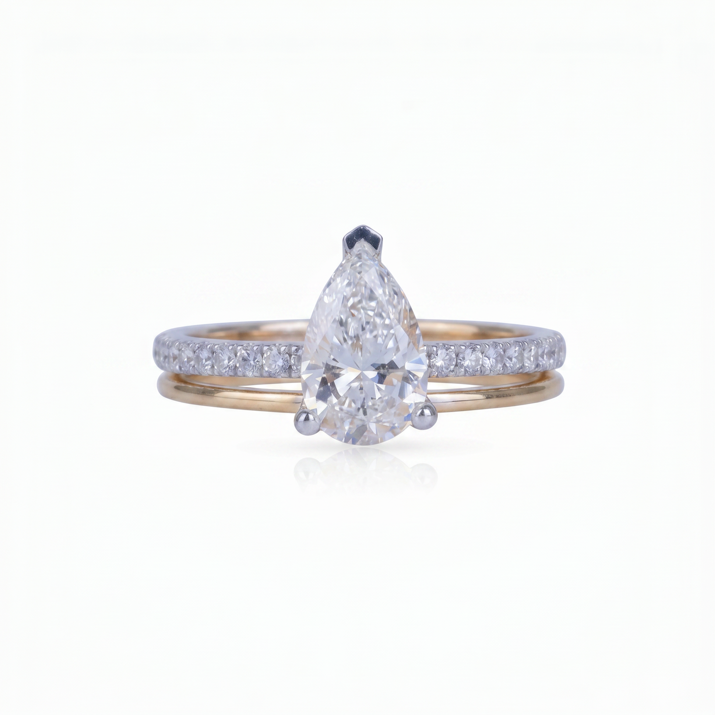Gold Diamond Pear-Cut Solitaire Ladies Ring