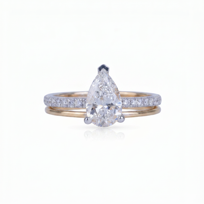 Gold Diamond Pear-Cut Solitaire Ladies Ring