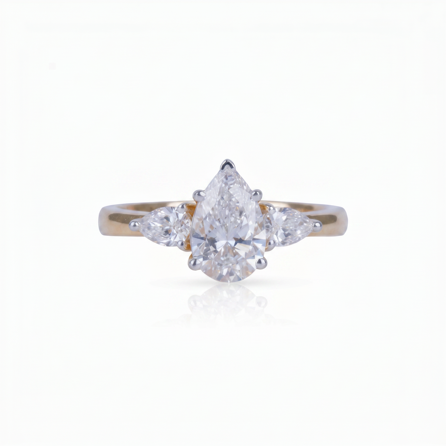 Gold Diamond Pear Trinity Ladies Ring