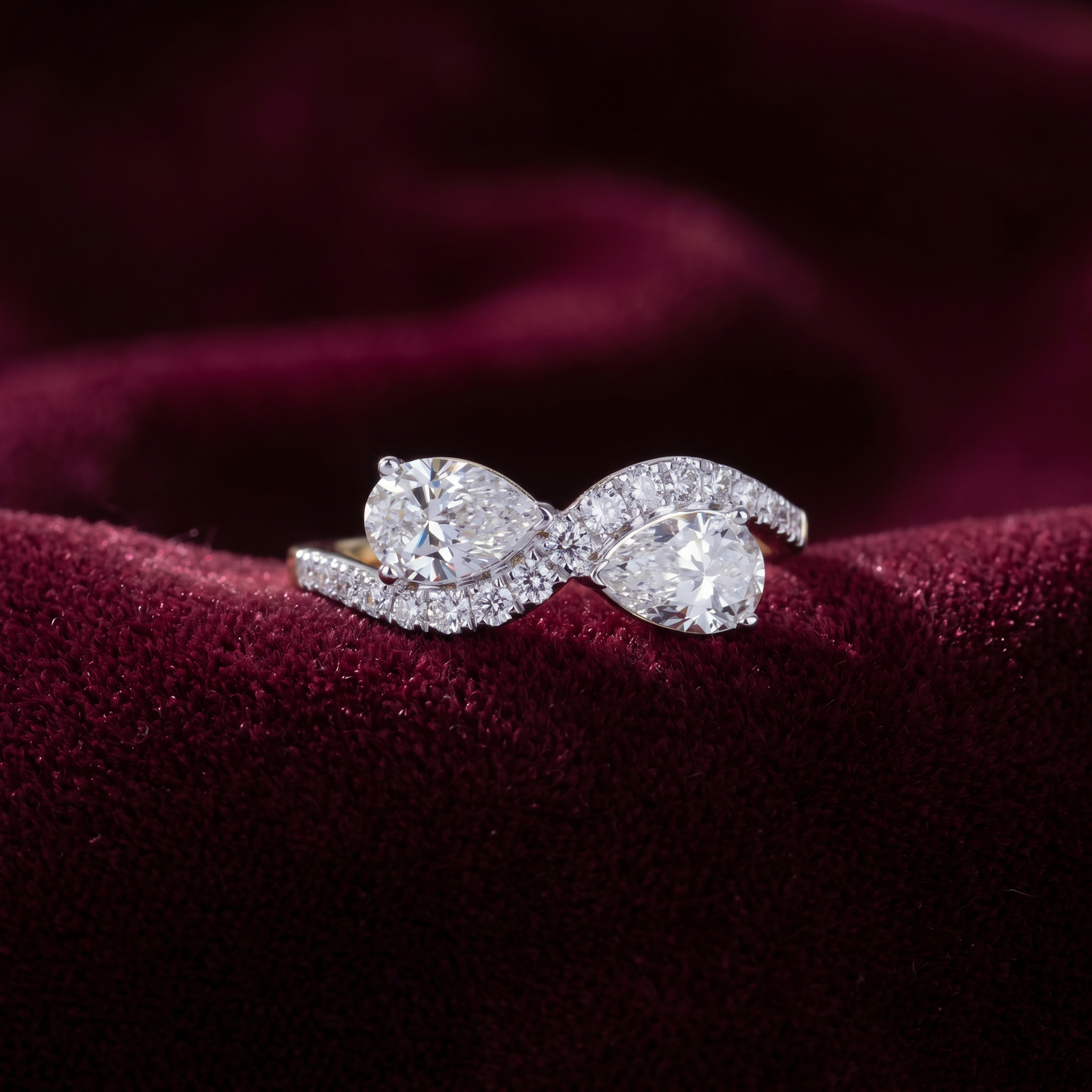 Gold Diamond Radiant Halo Ladies Ring