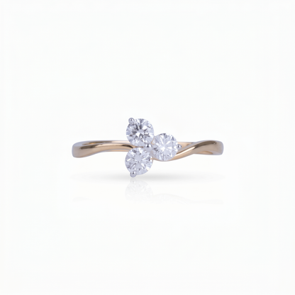 triangle shaped gold diamond ring