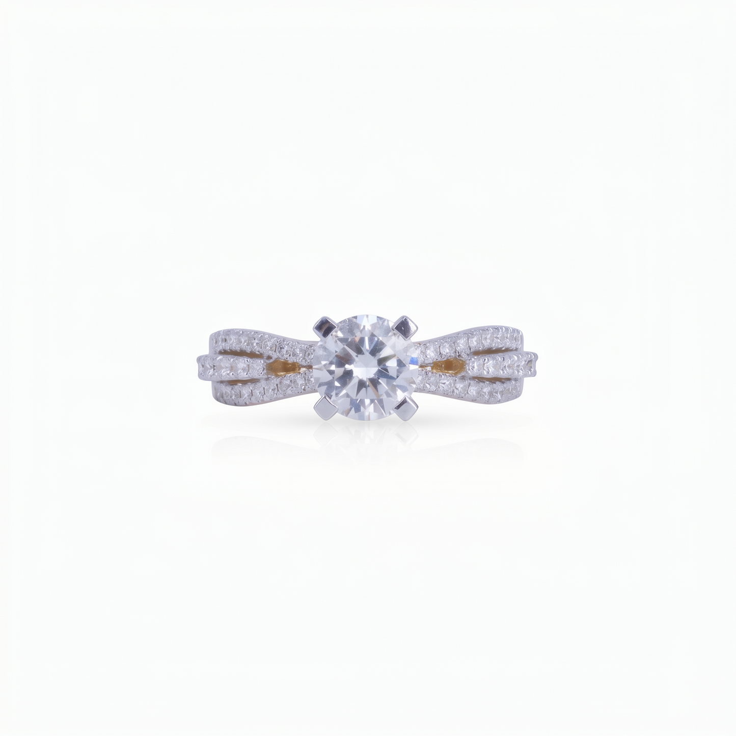 Gold Diamond Twisted split Ladies Ring