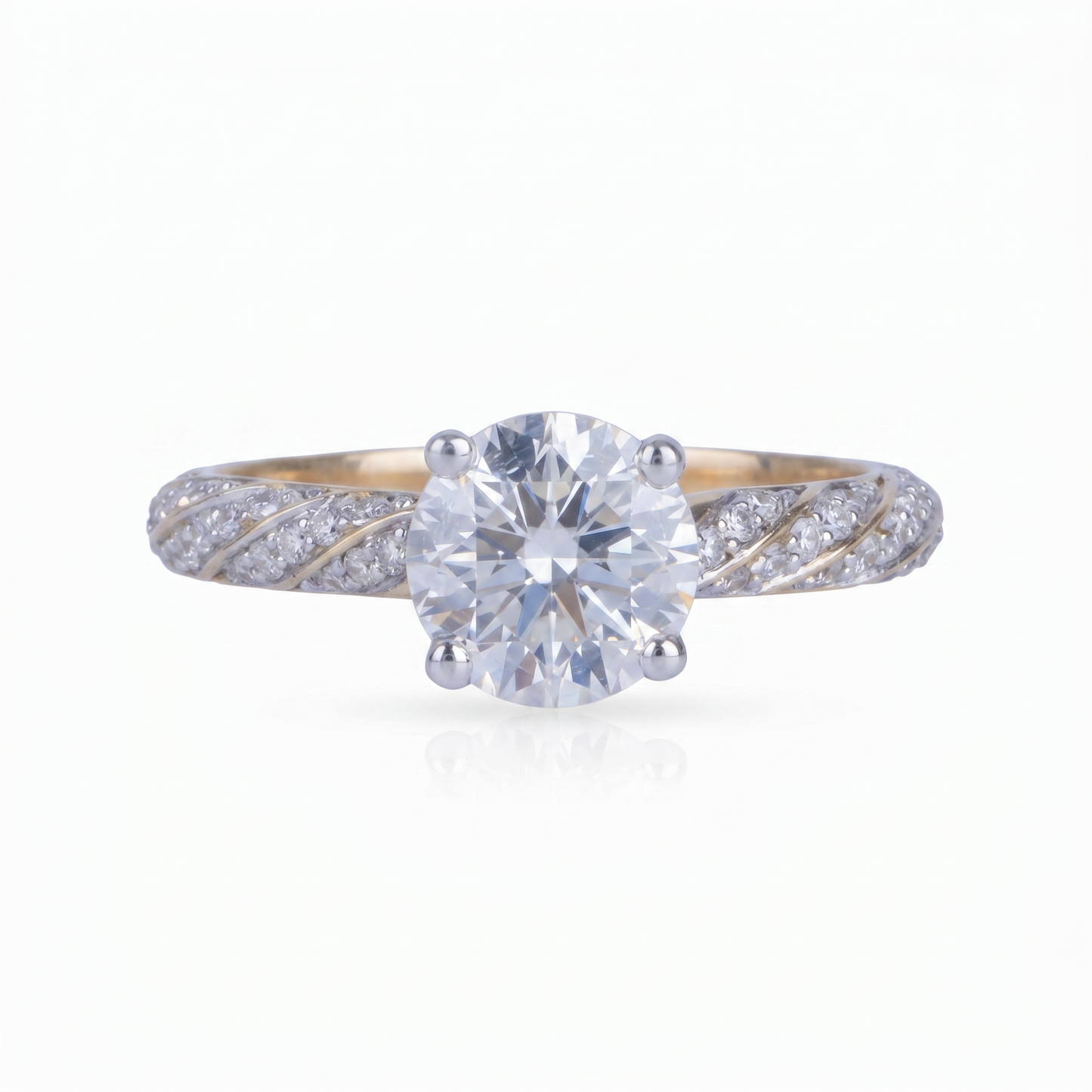 Gold Diamond Twisted Vine Pattern Ladies Ring