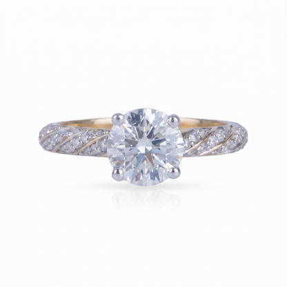 Gold Diamond Twisted Vine Pattern Ladies Ring